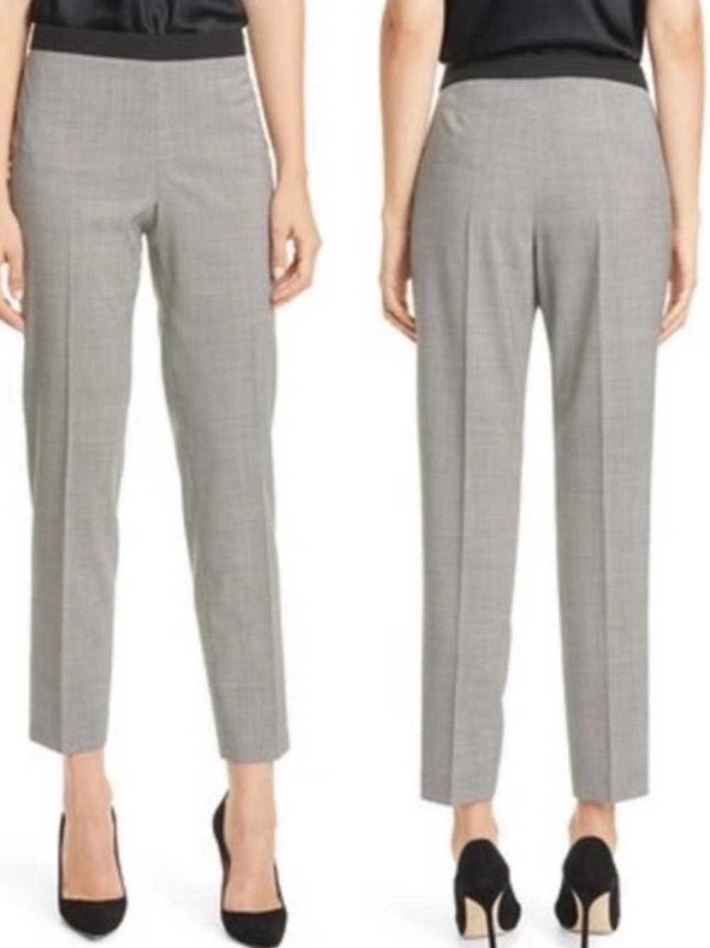 Hugo Boss Tiluna Gray Side Zip Trousers Pants Houndstooth Print Sz 12 NEW